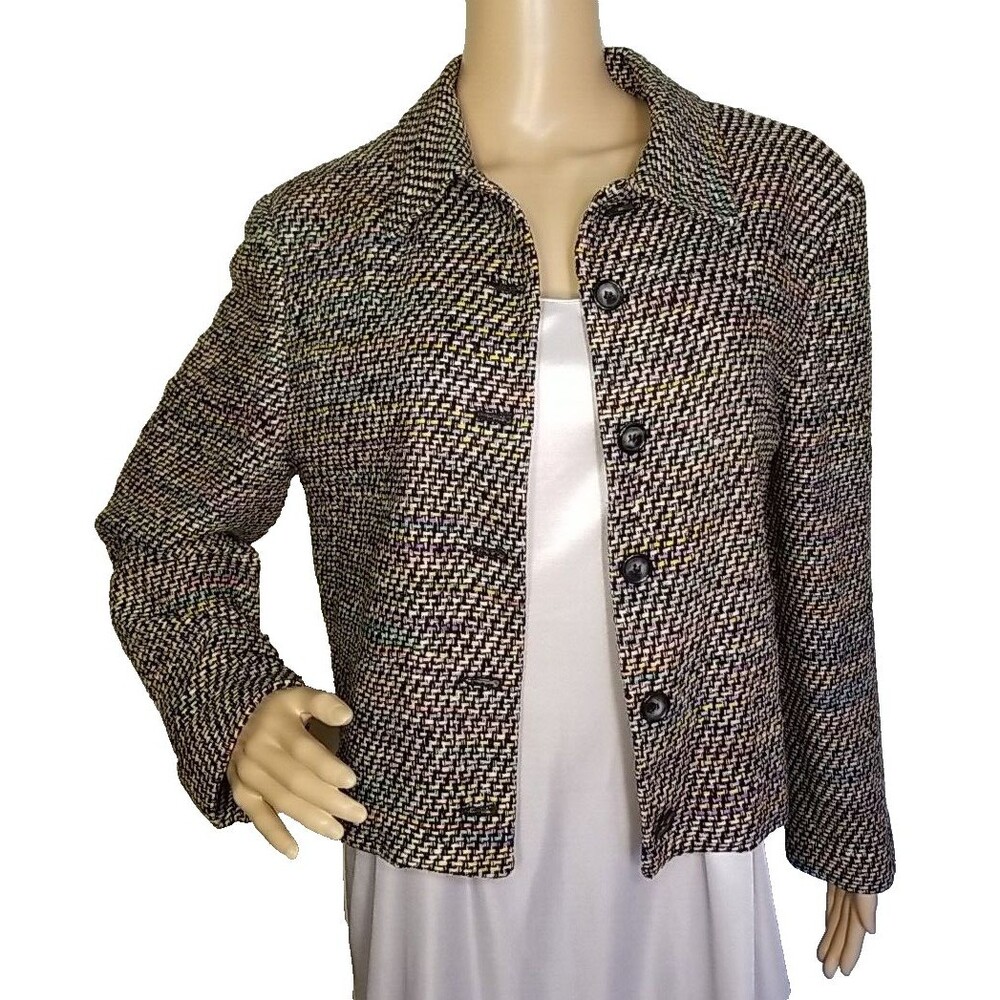 Emil Rutenberg Vintage 100% Hand Woven SILK BLAZER JACKET Large Muti Color   T36